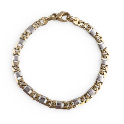 14k Yellow & White Gold Fancy Anchor Curb Link 6mm Chain Bracelet 9.00" 21.2g
