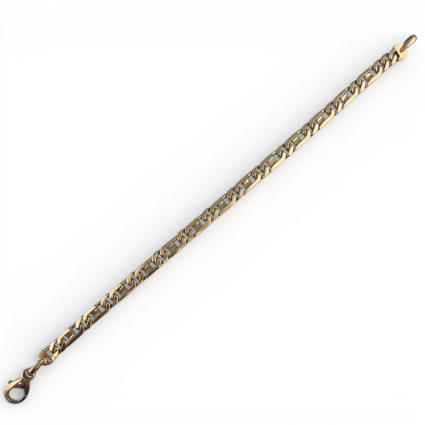 14k Yellow & White Gold Fancy Anchor Curb Link 6mm Chain Bracelet 9.00" 21.2g