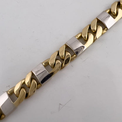 14k Yellow & White Gold Fancy Anchor Curb Link 6mm Chain Bracelet 9.00" 21.2g