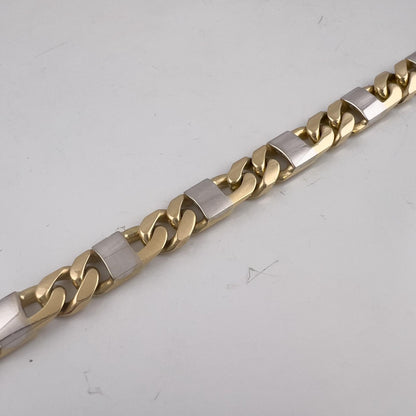 14k Yellow & White Gold Fancy Anchor Curb Link 6mm Chain Bracelet 9.00" 21.2g