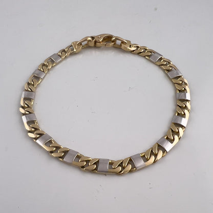14k Yellow & White Gold Fancy Anchor Curb Link 6mm Chain Bracelet 9.00" 21.2g
