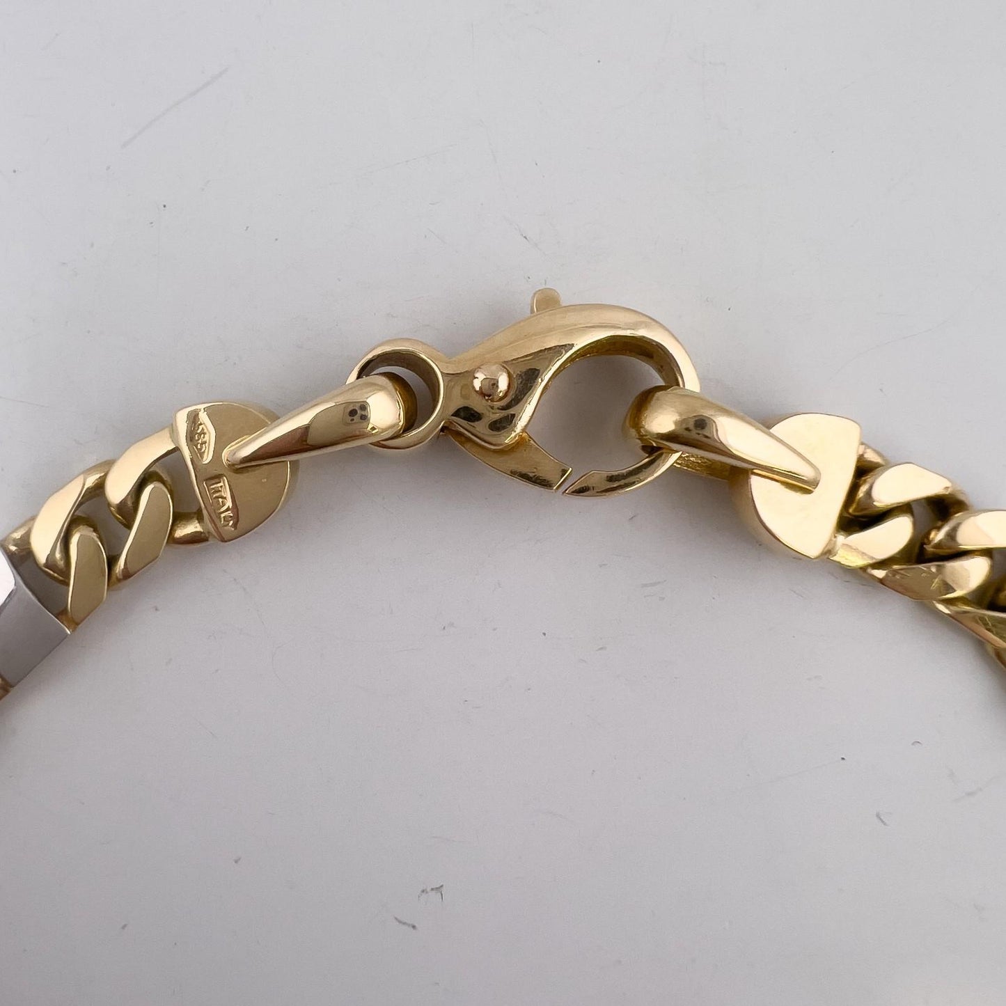 14k Yellow & White Gold Fancy Anchor Curb Link 6mm Chain Bracelet 9.00" 21.2g