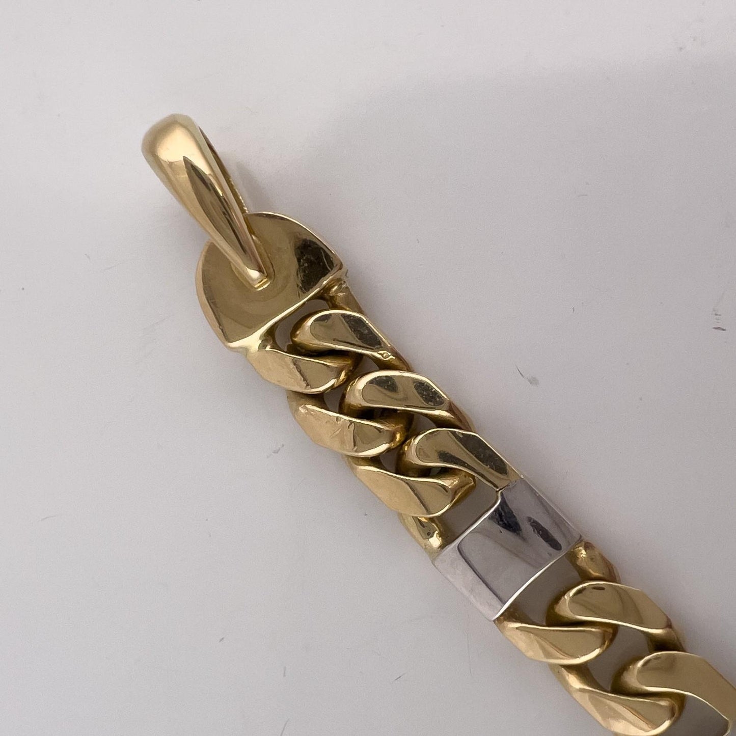 14k Yellow & White Gold Fancy Anchor Curb Link 6mm Chain Bracelet 9.00" 21.2g