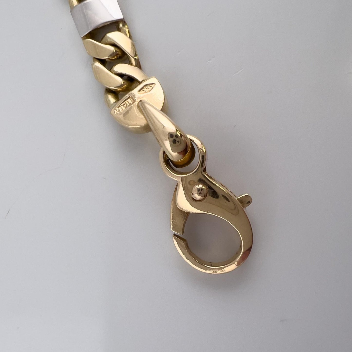 14k Yellow & White Gold Fancy Anchor Curb Link 6mm Chain Bracelet 9.00" 21.2g