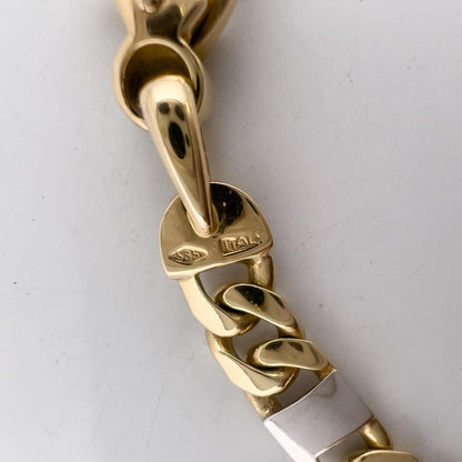 14k Yellow & White Gold Fancy Anchor Curb Link 6mm Chain Bracelet 9.00" 21.2g