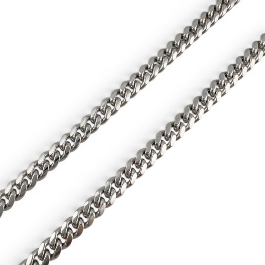 14k White Gold Cuban Link 5.00mm Chain Hidden Box Clasp Necklace 24" 50.7g