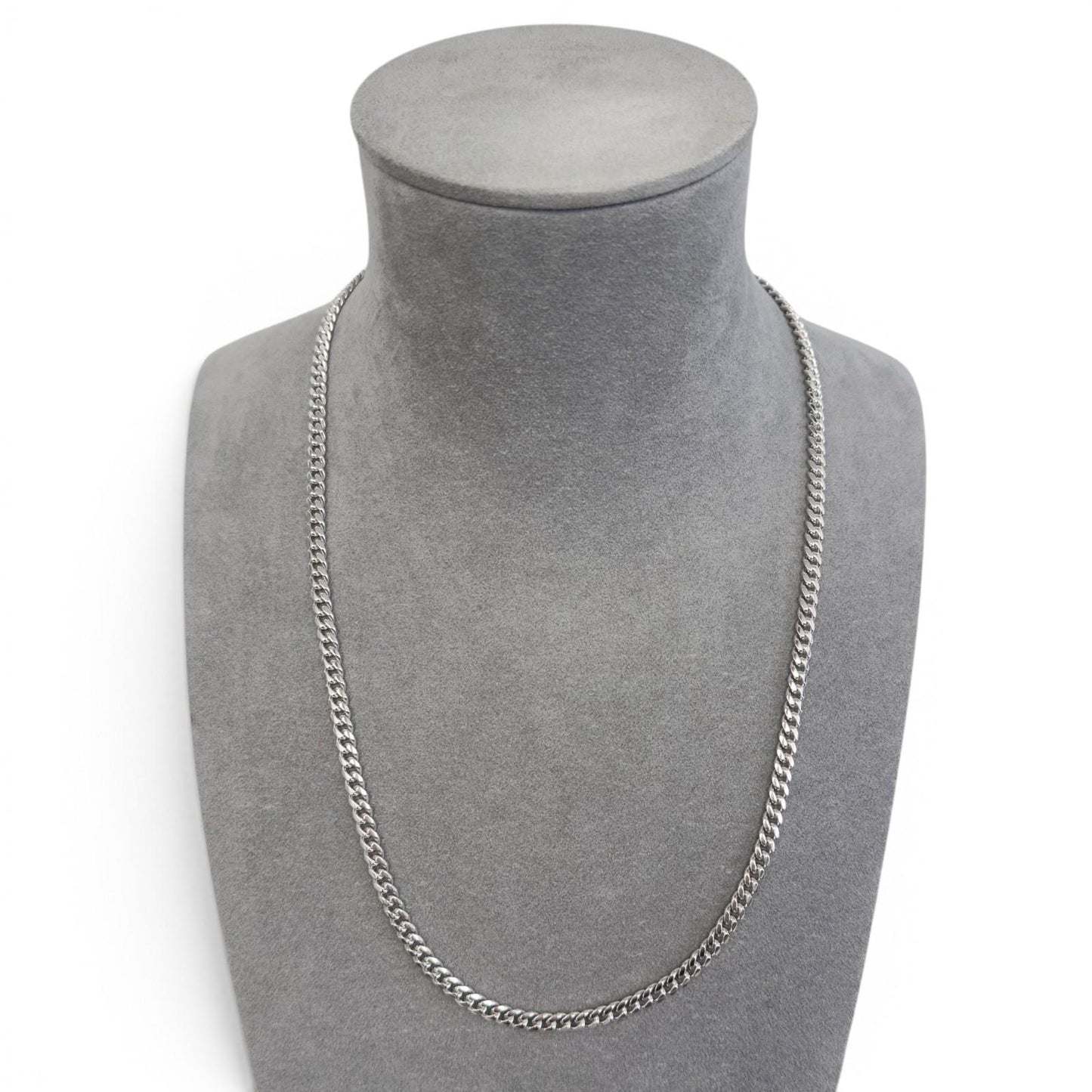 14k White Gold Cuban Link 5.00mm Chain Hidden Box Clasp Necklace 24" 50.7g