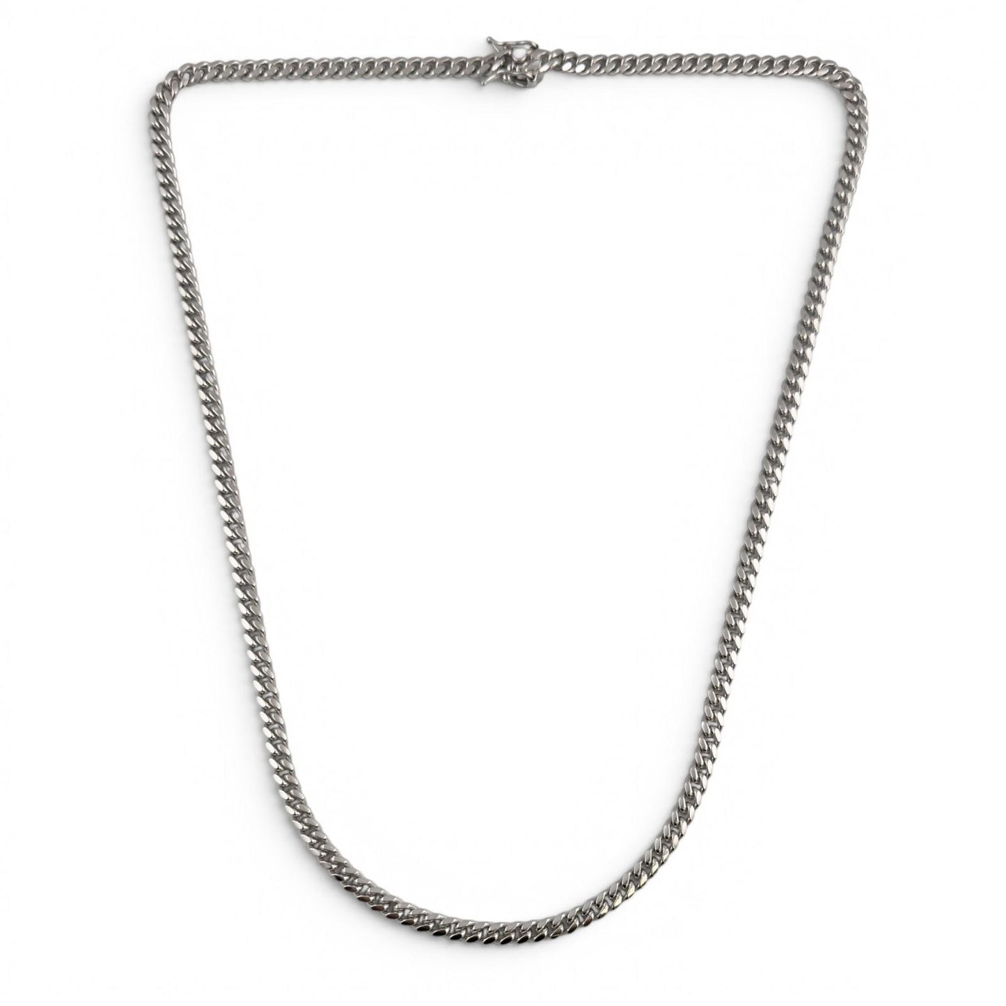 14k White Gold Cuban Link 5.00mm Chain Hidden Box Clasp Necklace 24" 50.7g