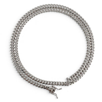14k White Gold Cuban Link 5.00mm Chain Hidden Box Clasp Necklace 24" 50.7g