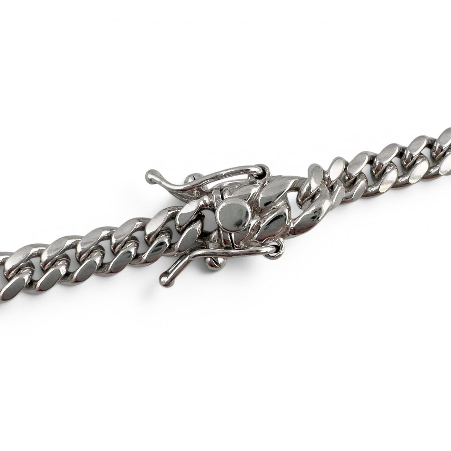 14k White Gold Cuban Link 5.00mm Chain Hidden Box Clasp Necklace 24" 50.7g