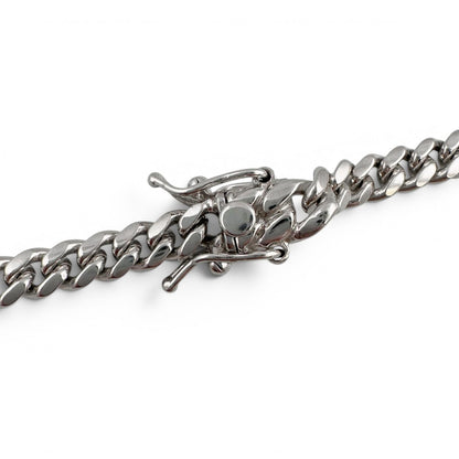 14k White Gold Cuban Link 5.00mm Chain Hidden Box Clasp Necklace 24" 50.7g
