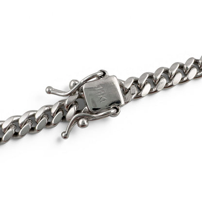 14k White Gold Cuban Link 5.00mm Chain Hidden Box Clasp Necklace 24" 50.7g