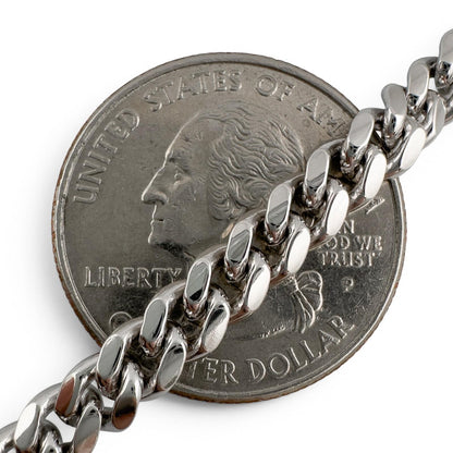 14k White Gold Cuban Link 5.00mm Chain Hidden Box Clasp Necklace 24" 50.7g