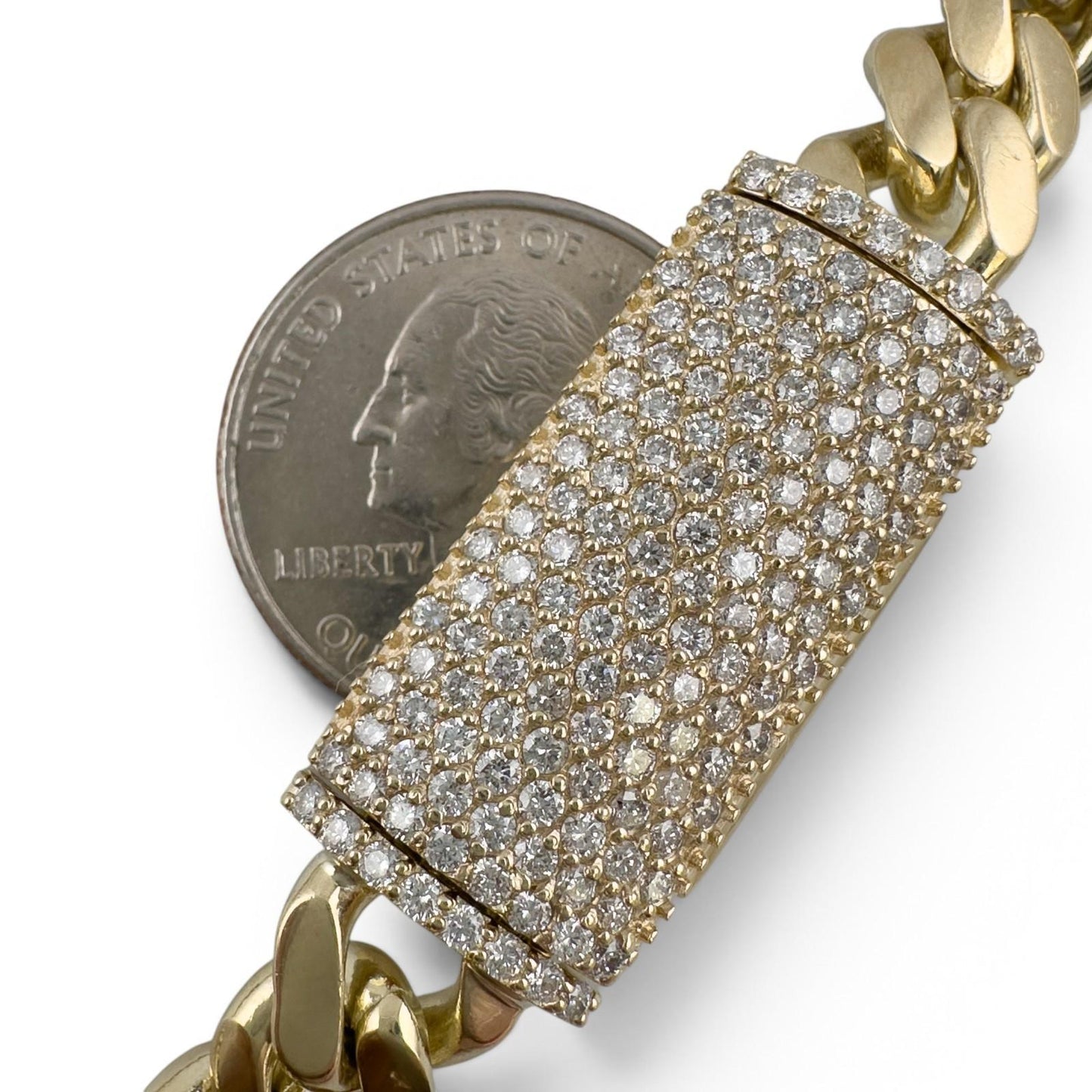 14k Yellow Gold Miami Cuban Link Chain 2.00CTW Diamond Clasp Necklace 26" 182.7g