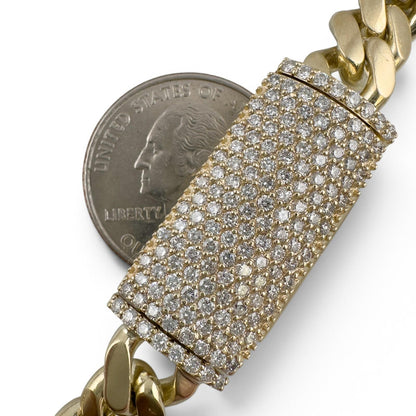 14k Yellow Gold Miami Cuban Link Chain 2.00CTW Diamond Clasp Necklace 26" 182.7g
