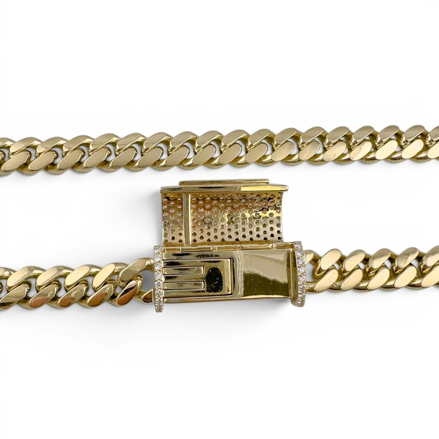 14k Yellow Gold Miami Cuban Link Chain 2.00CTW Diamond Clasp Necklace 26" 182.7g