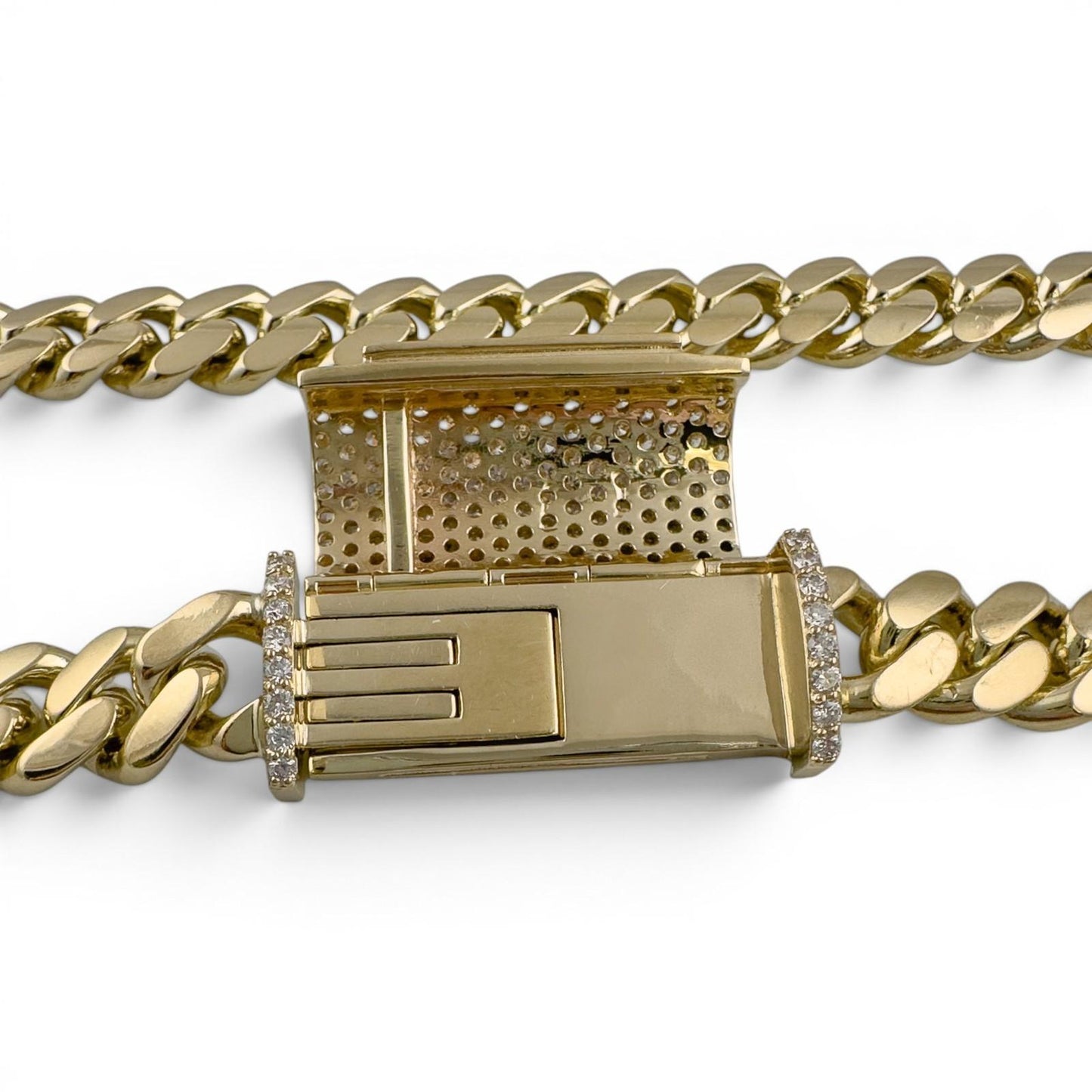 14k Yellow Gold Miami Cuban Link Chain 2.00CTW Diamond Clasp Necklace 26" 182.7g