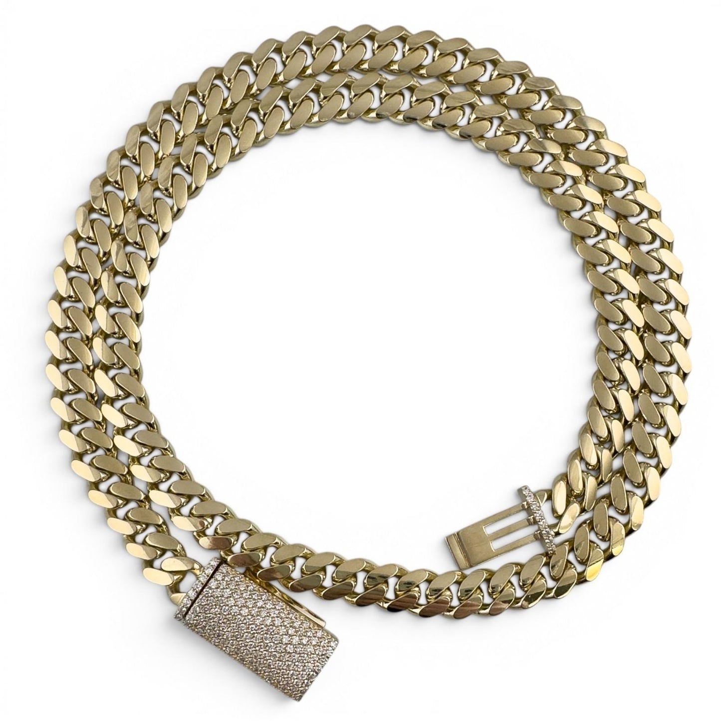 14k Yellow Gold Miami Cuban Link Chain 2.00CTW Diamond Clasp Necklace 26" 182.7g