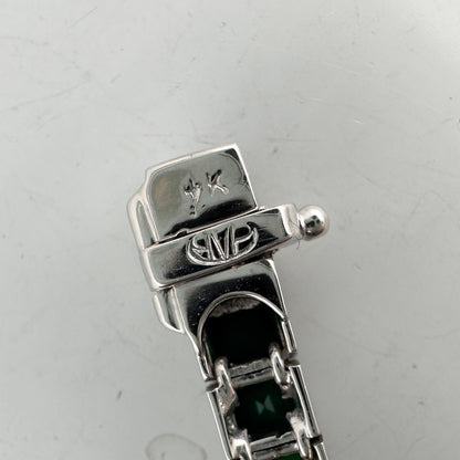14k White Gold Emerald Cut Synthetic Emerald Diamond Tennis Bracelet 5.70ctw