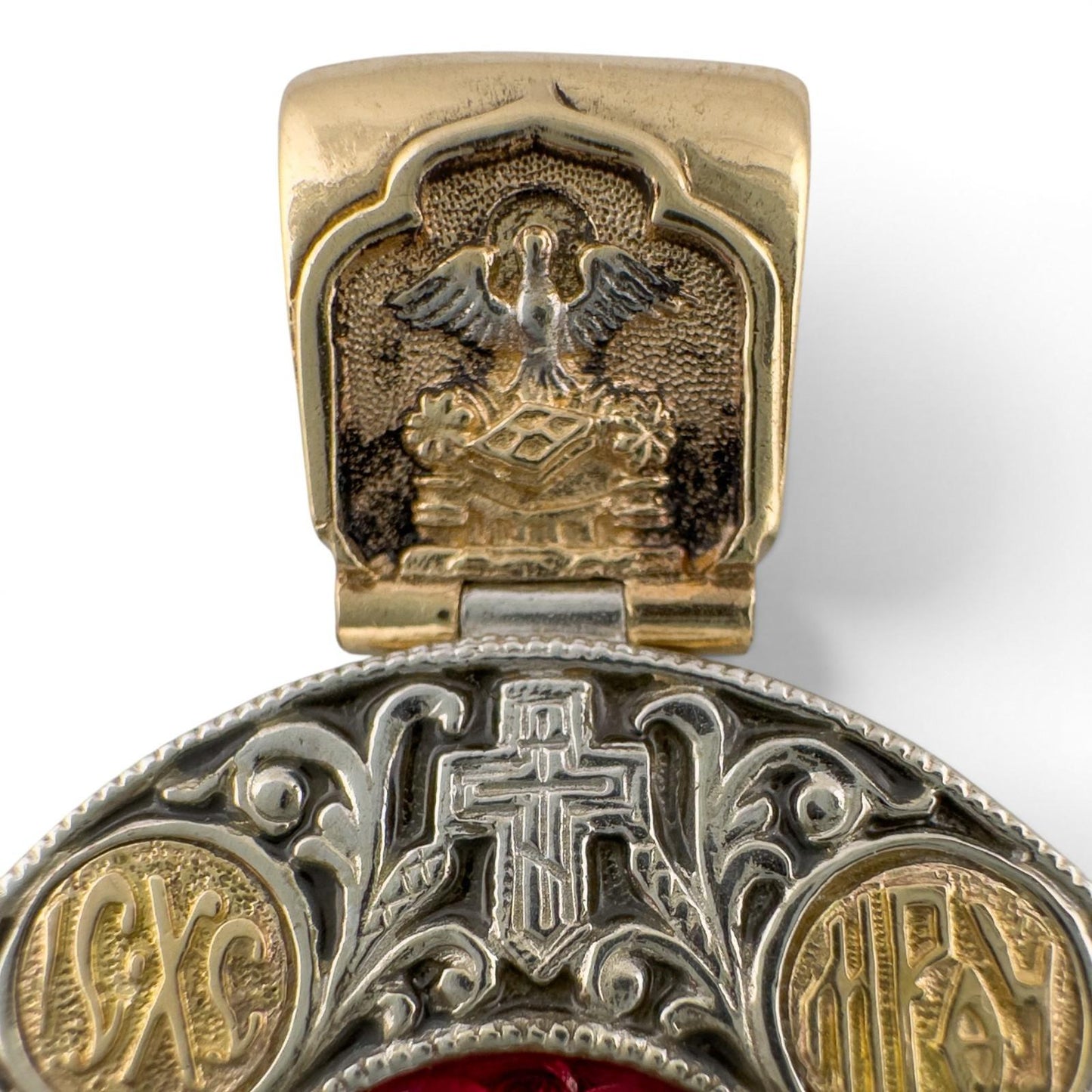 14k Gold Diamond Virgin Mary Kazan Orthodox Church Slavonic Prayer Pendant 23g