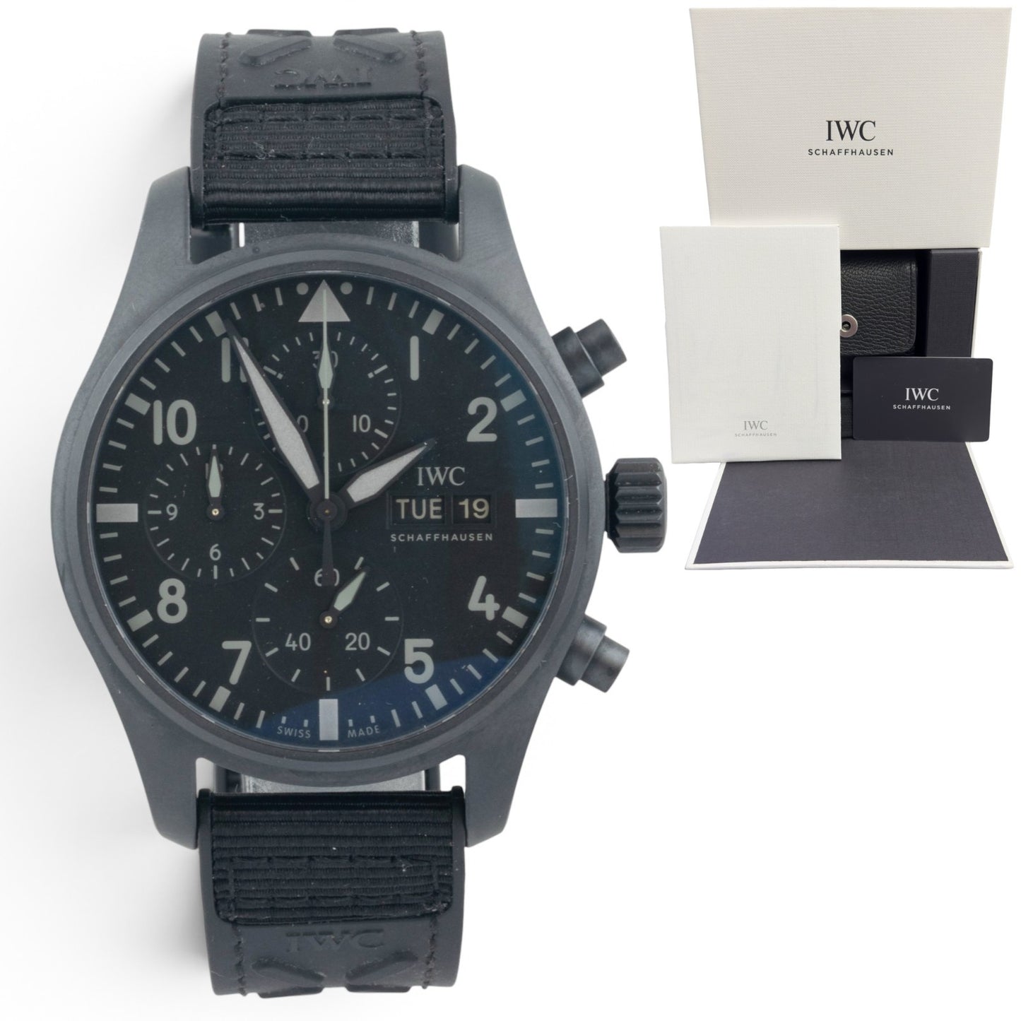 IWC Pilot Top Gun IW388106 Ceratanium Black Dial 41mm Automatic Watch BOX PAPERS