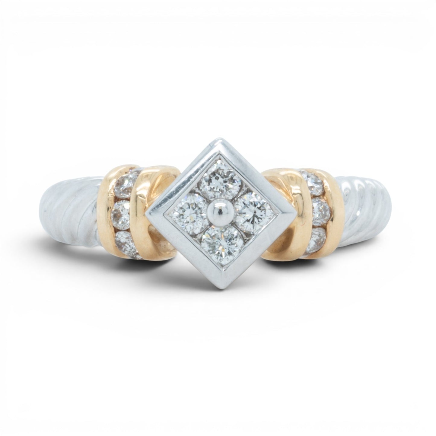 14k White & Yellow Gold Diamond Cable Shank Ring 0.25ctw G VS2 5.5g Size 7