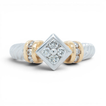 14k White & Yellow Gold Diamond Cable Shank Ring 0.25ctw G VS2 5.5g Size 7