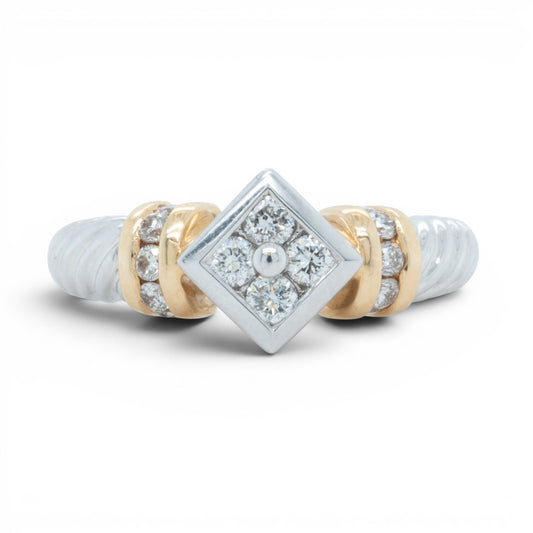 14k White & Yellow Gold Diamond Cable Shank Ring 0.25ctw G VS2 5.5g Size 7