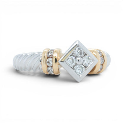 14k White & Yellow Gold Diamond Cable Shank Ring 0.25ctw G VS2 5.5g Size 7