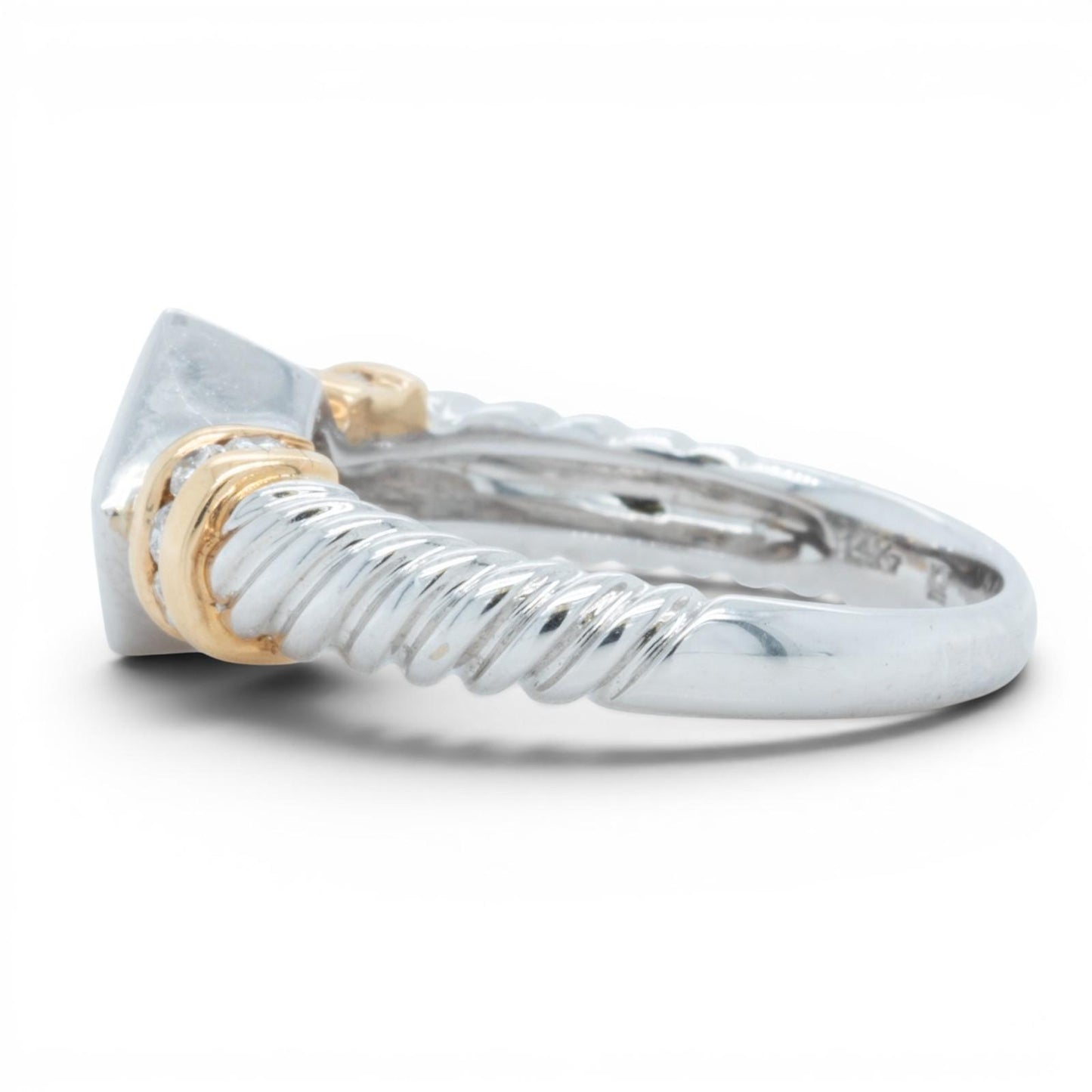 14k White & Yellow Gold Diamond Cable Shank Ring 0.25ctw G VS2 5.5g Size 7