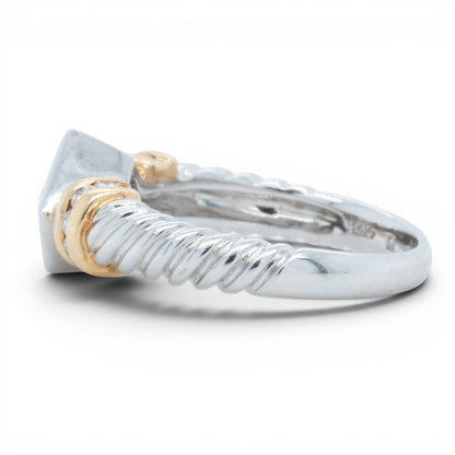 14k White & Yellow Gold Diamond Cable Shank Ring 0.25ctw G VS2 5.5g Size 7