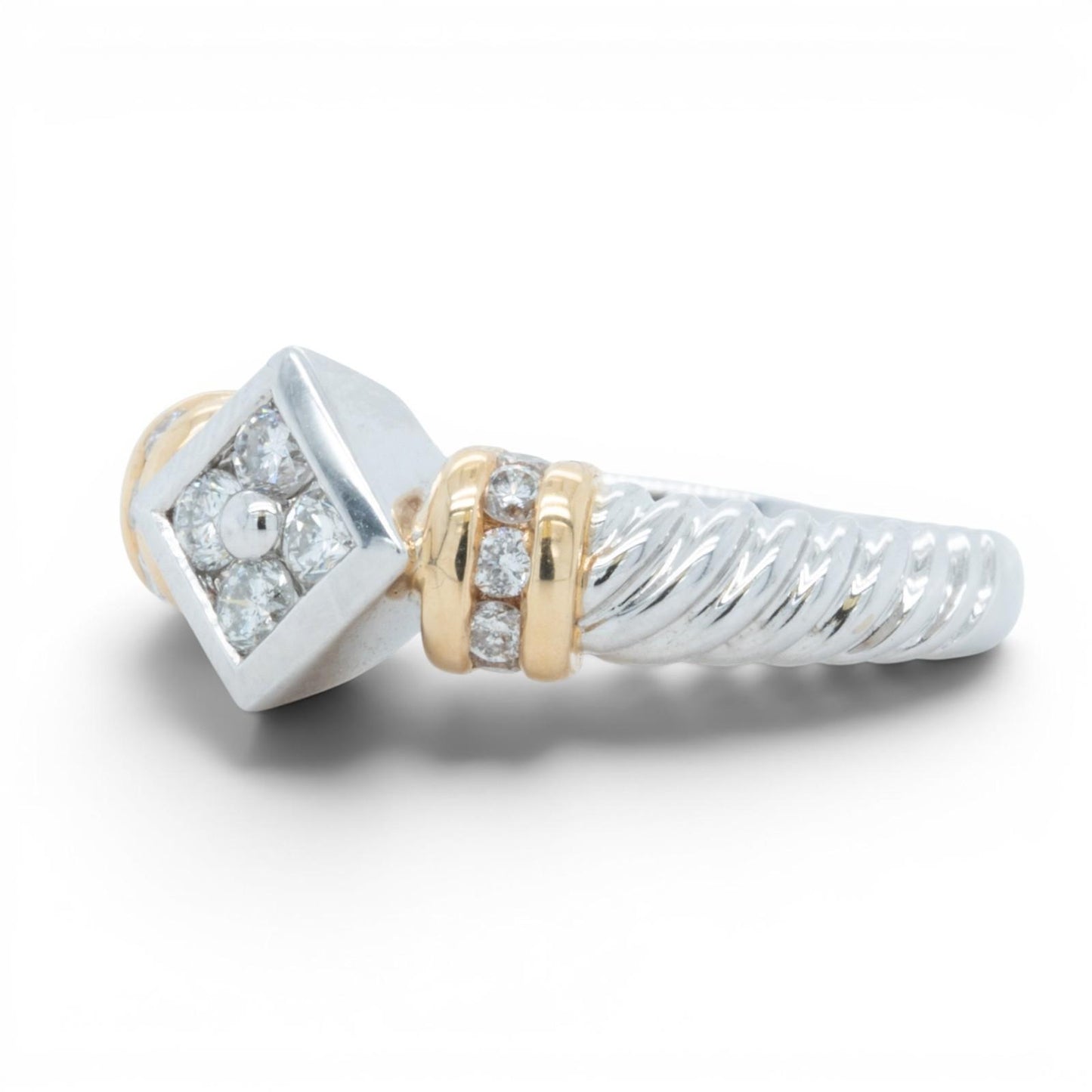 14k White & Yellow Gold Diamond Cable Shank Ring 0.25ctw G VS2 5.5g Size 7