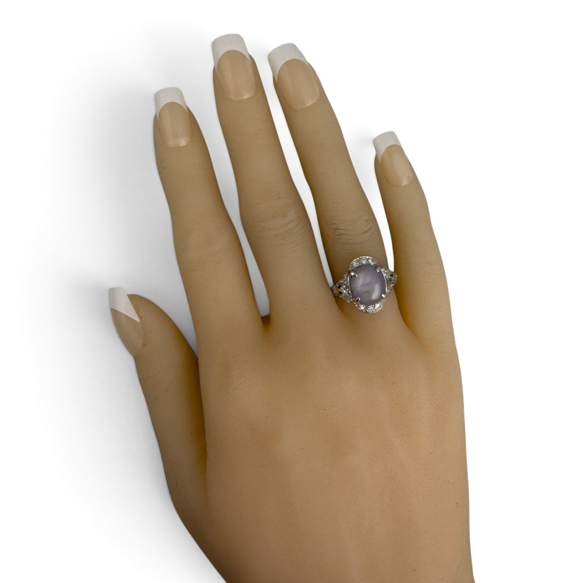 Platinum GIA Gray Blue Sri Lanka Star Sapphire Diamond Ring 0.25ctw H SI1 Size 6