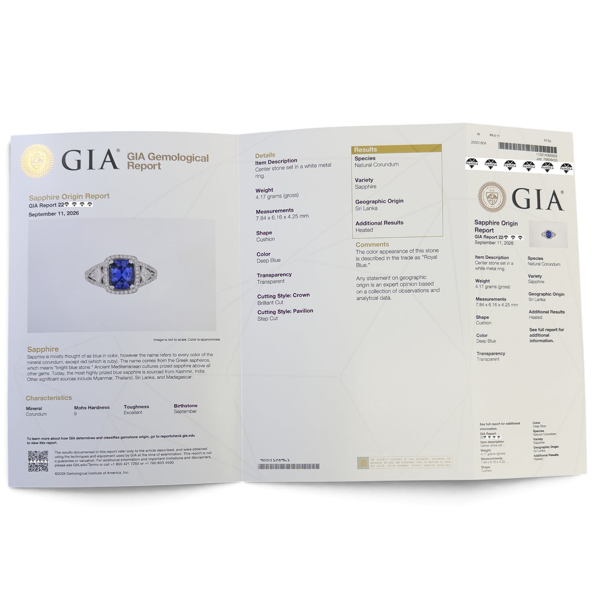 18k White Gold GIA Royal Blue 1.75ct Sapphire Diamond Ring 0.55ctw G-H SI1