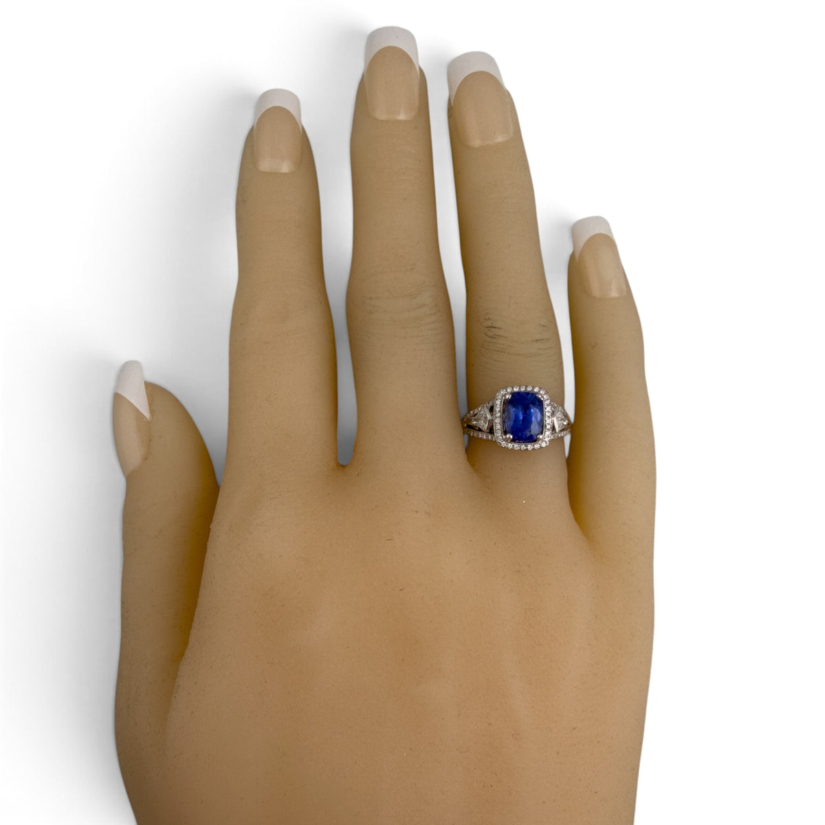 18k White Gold GIA Royal Blue 1.75ct Sapphire Diamond Ring 0.55ctw G-H SI1