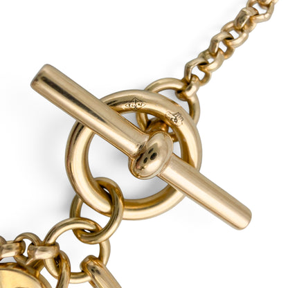 Hermes Ex Libris Small Diamond Pendant 18k Yellow Gold Toggle Necklace 16"