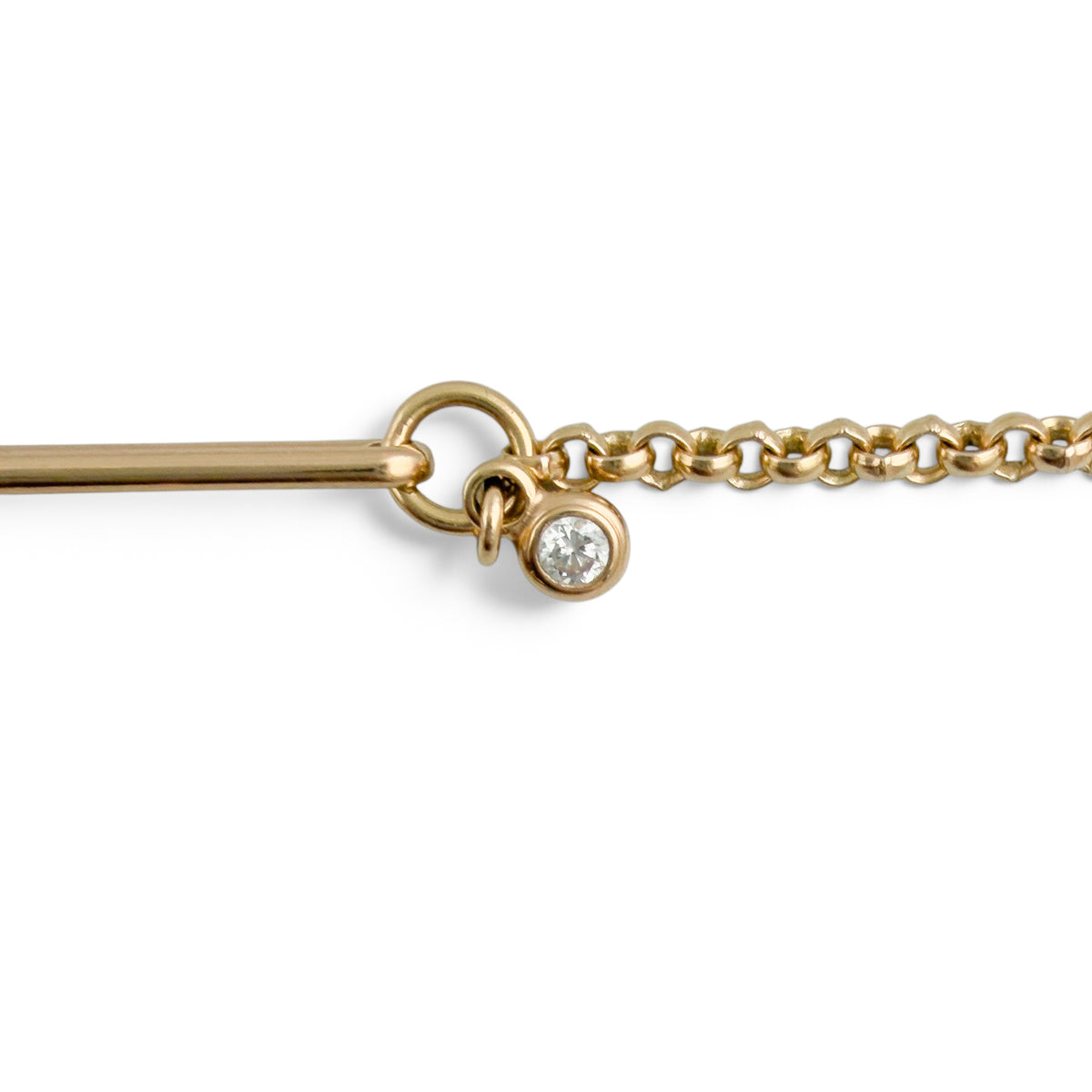 Hermes Ex Libris Small Diamond Pendant 18k Yellow Gold Toggle Necklace 16"