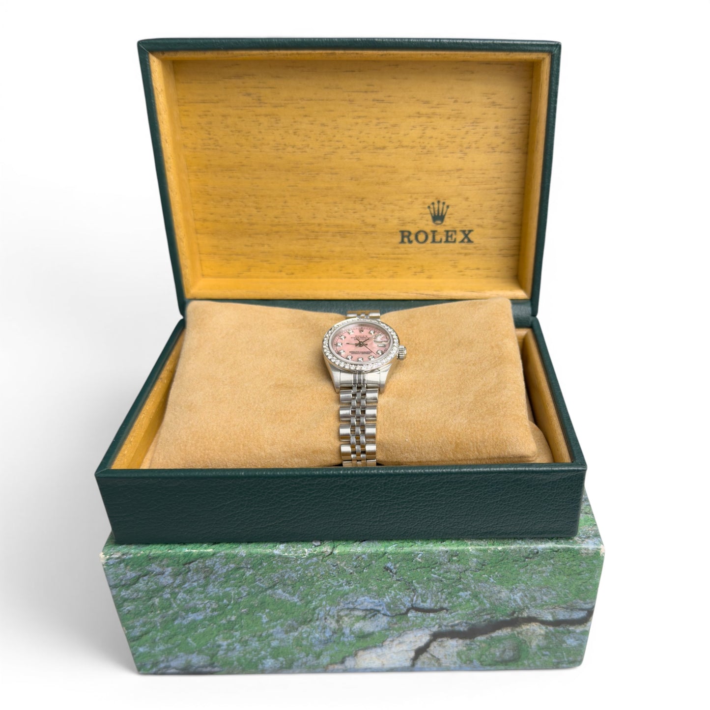 1996 Rolex DateJust 69174 Rose MOP Diamond Stainless Steel 26mm Ladies Watch BOX