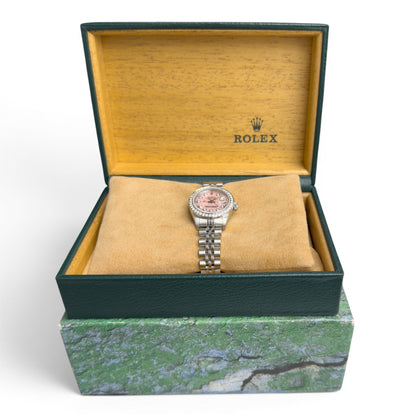 1996 Rolex DateJust 69174 Rose MOP Diamond Stainless Steel 26mm Ladies Watch BOX