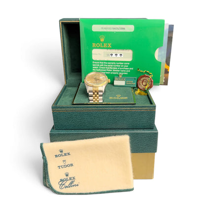 1987 Rolex DateJust 16013 36mm Taupe Steel & 18k Gold JUBILEE BOX + PAPERS