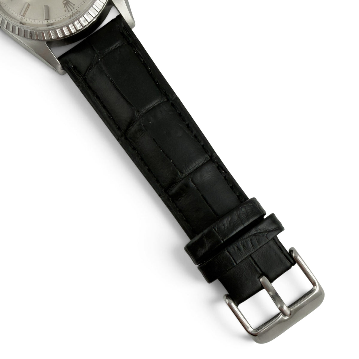 1966 Rolex DateJust 1603 36mm Stainless Steel Watch w/ Black Leather Strap