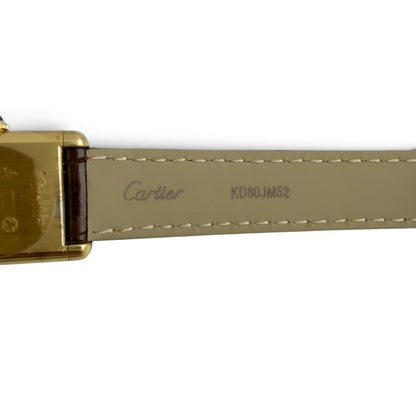 Cartier Tank Vermeil Gold 20mm x 28mm Beige Roman Brown Strap Ladies' Watch