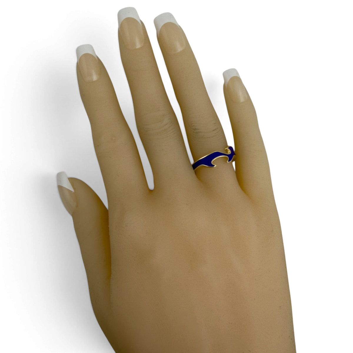Georg Jensen Fusion 3 Piece Puzzle 18k Yellow Gold Blue Ceramic Ring Size 7.5