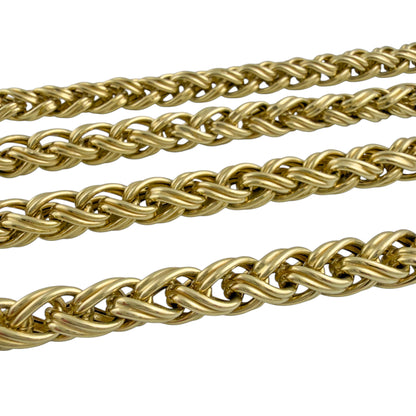 18k Yellow Gold Semi-Hollow Braided Spiga Wheat 9.30mm Chain Necklace 128g 36"