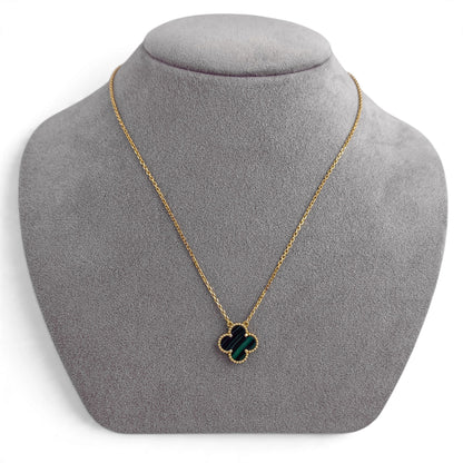 Van Cleef Arpels Malachite Vintage Alhambra 18k Gold Necklace 16.5" BAG BOX CERT