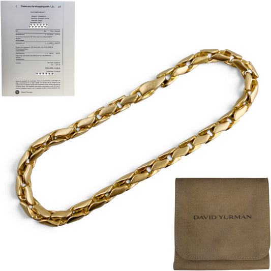 David Yurman Fluted Chain 8.00" Bracelet 18k Yellow Gold, 5mm w/ POUCH & RECEIPT