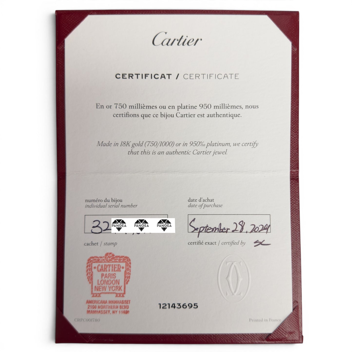 Cartier Love Classic 18k White Gold Bracelet Size 16 RECEIPT BOX & CERT 2021