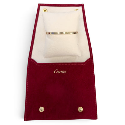 Cartier Love Small 18k Yellow Gold Bangle Bracelet Size 17 + POUCH