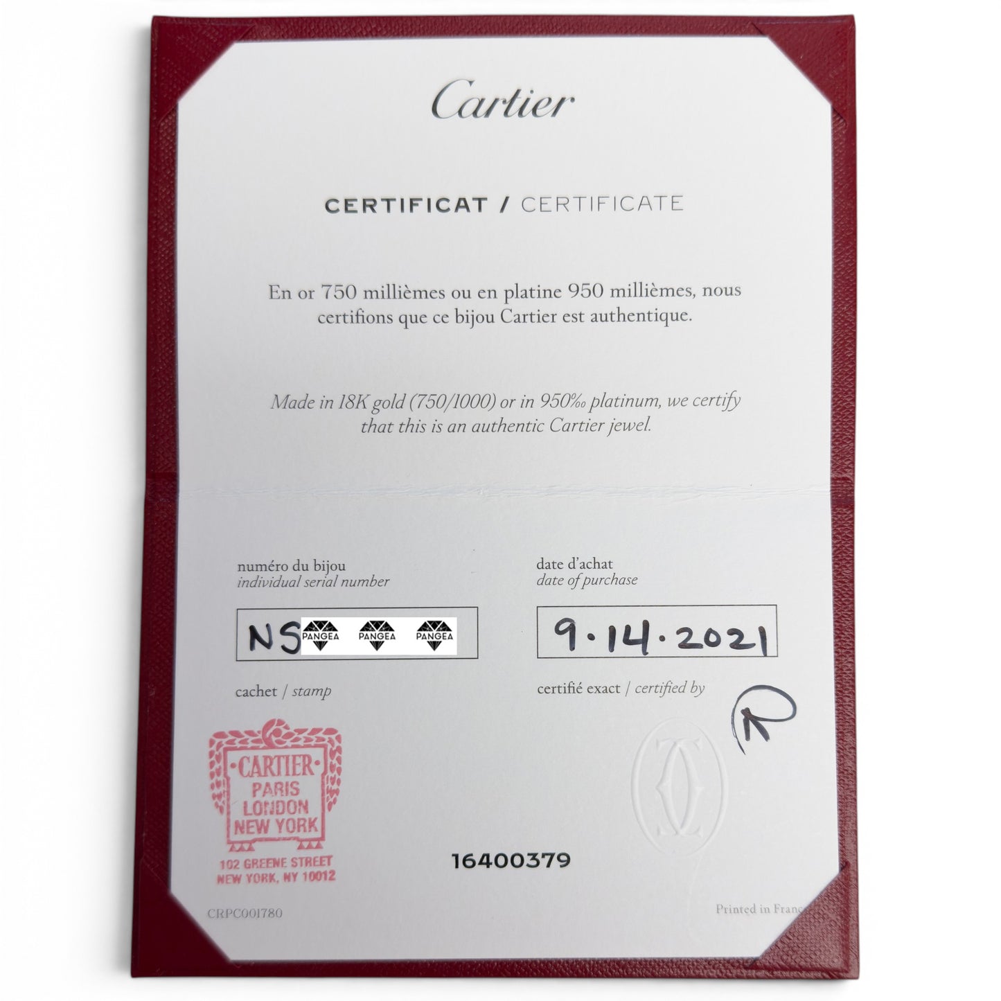 Cartier Love Classic 18k White Gold Bracelet Size 16 RECEIPT BOX & CERT 2021