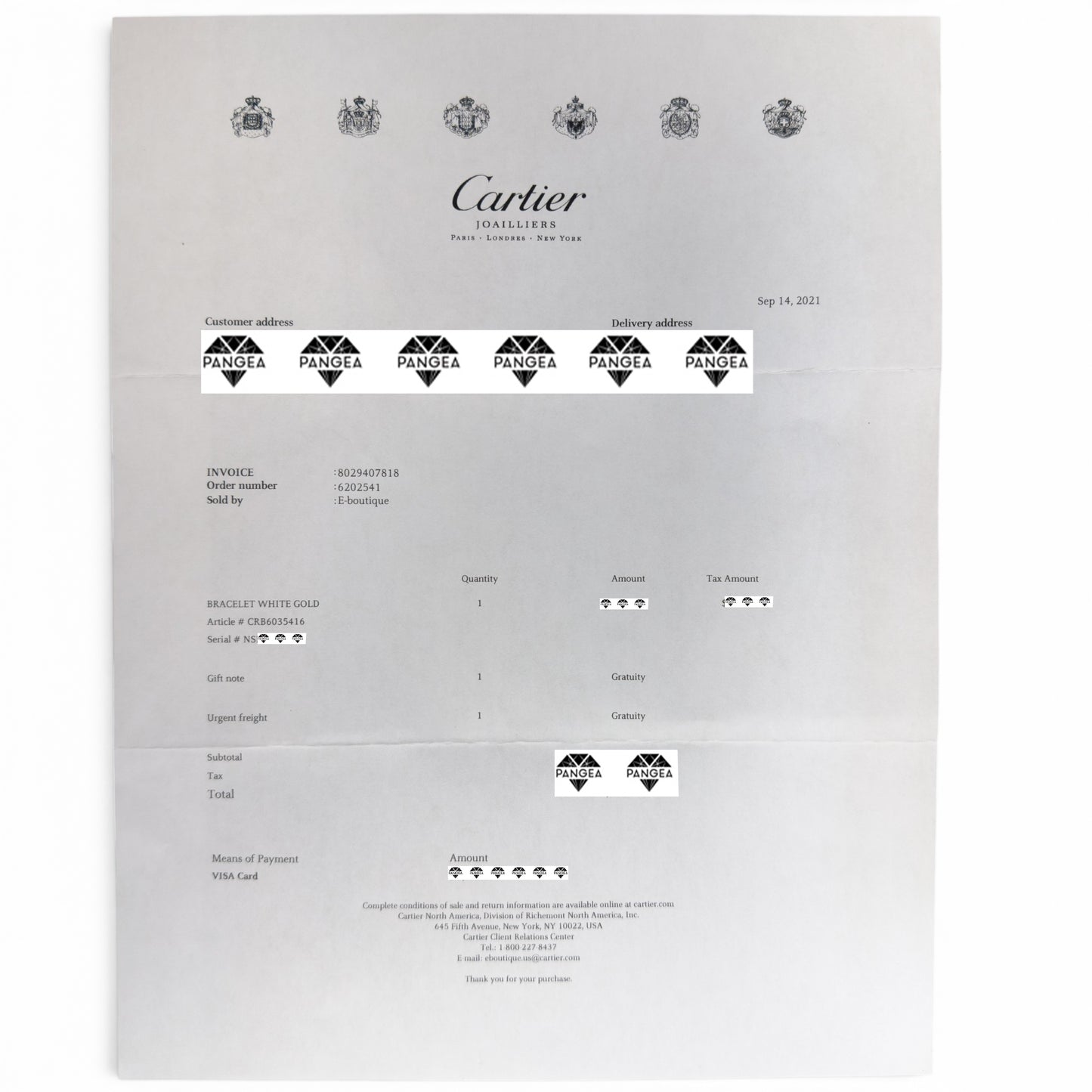 Cartier Love Classic 18k White Gold Bracelet Size 16 RECEIPT BOX & CERT 2021
